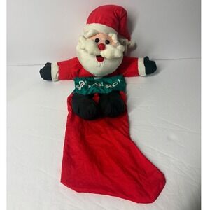 Vintage 1989 Fiesta Santa Claus Nylon Plush Christmas Stocking 22 Inch Red